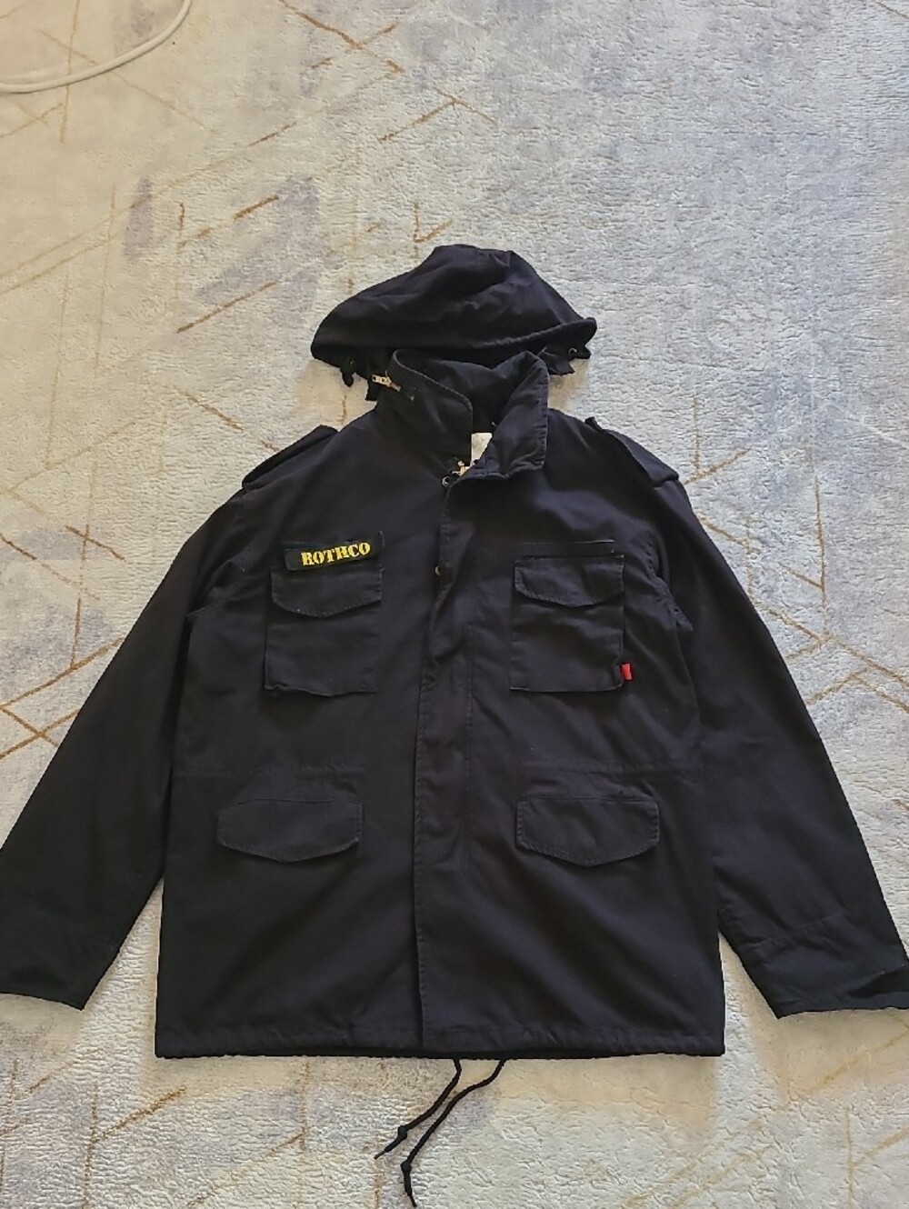 Rothco M-65 Field Jacket Men’s M Regular Black Military Tactical Hooded Coat